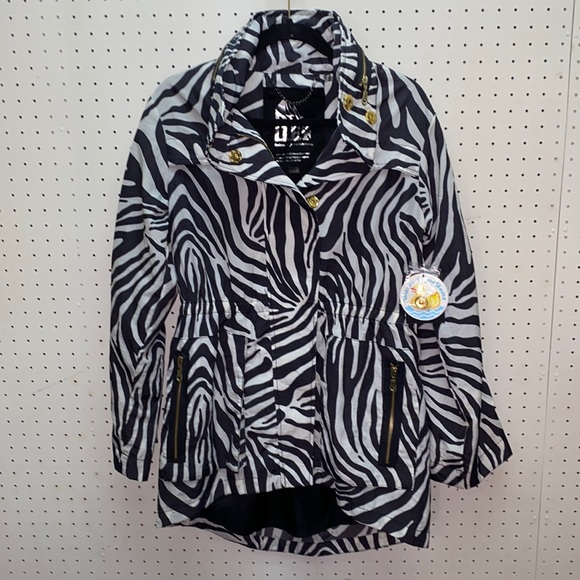 NWT G.E.T. Women’s XS Zebra Print LightWeight Water Resistant Hidden Hood Jacket - Picture 8 of 16